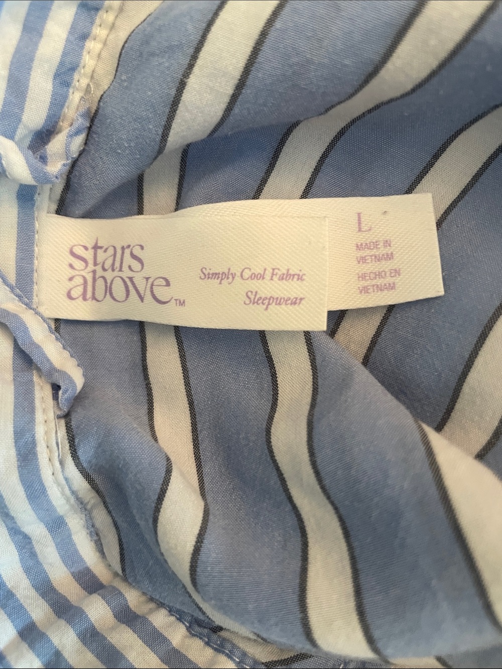 Stars Above Striped simply cool fabric sleepwear Pajama Set blue white women’s L - Picture 16 of 16